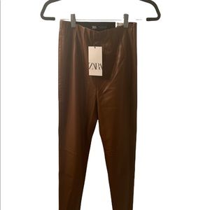 Zara | high waisted faux leather leggings| Size: XS